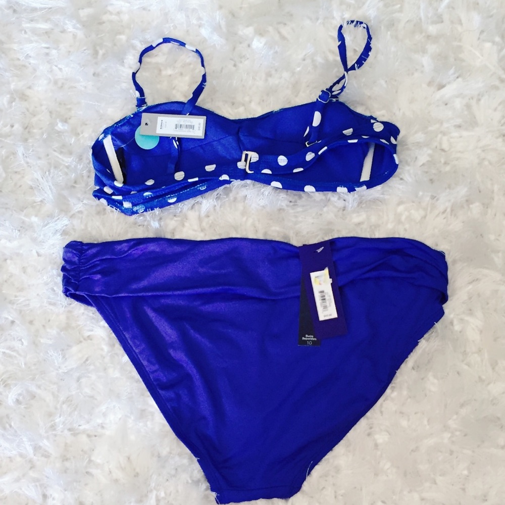 Apt 9 NWT Blue Polka Dot Medium Bikini - Picture 3 of 6